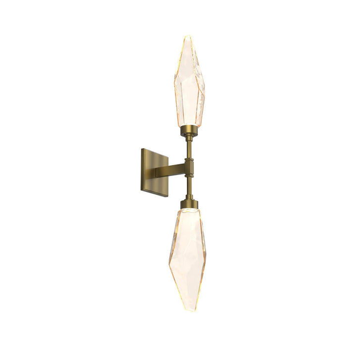Rock Crystal LED Double Wall Light in Heritage Brass/Chilled - Amber.