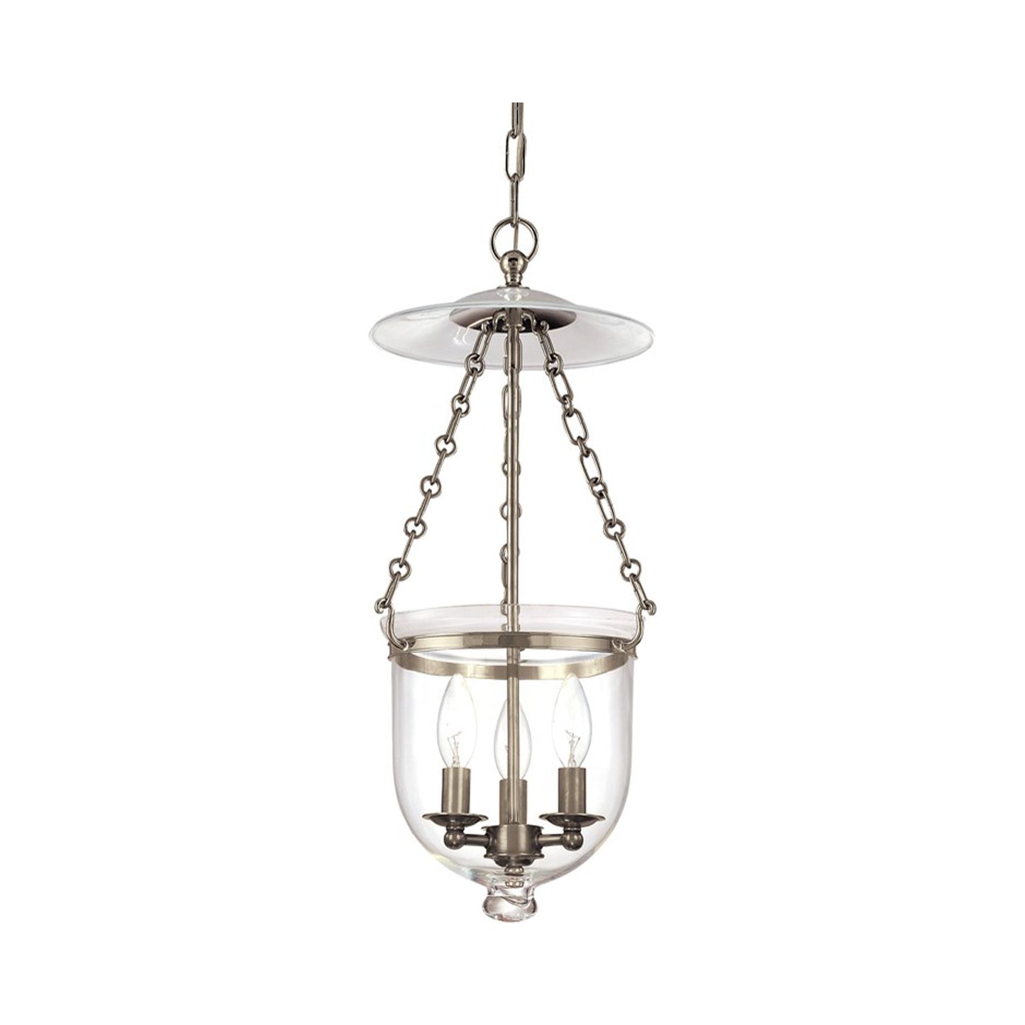 Hampton Pendant Light in Small/Historic Nickel/Clear.