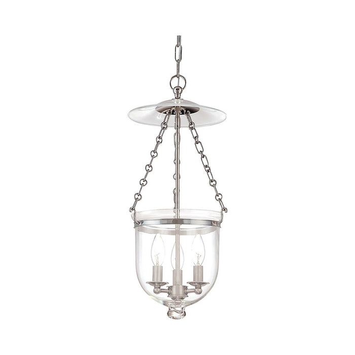 Hampton Pendant Light in Small/Polished Nickel/Clear.
