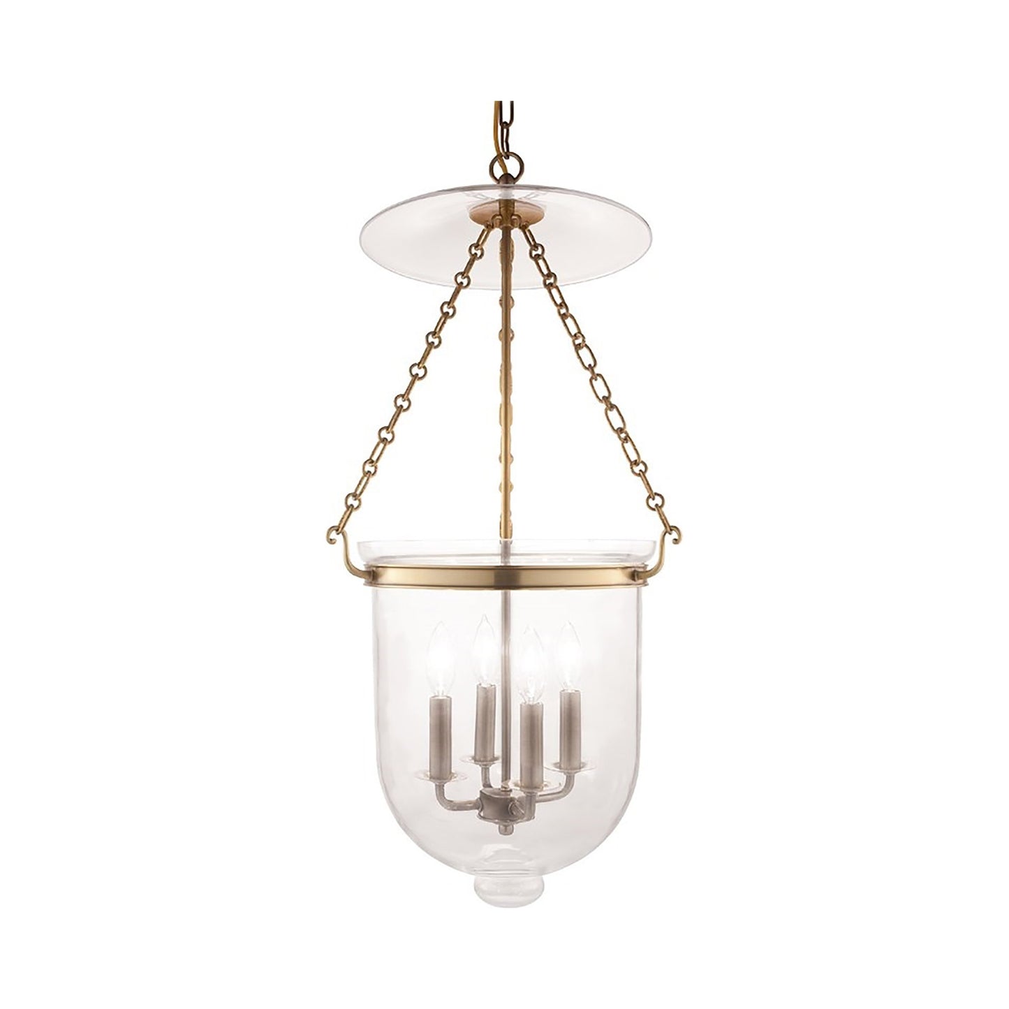 Hampton Pendant Light in Large/Aged Brass/Clear.