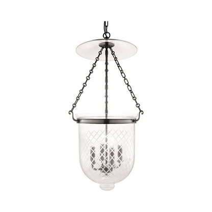 Hampton Pendant Light in Large/Historic Nickel/Seamless Grid Line.