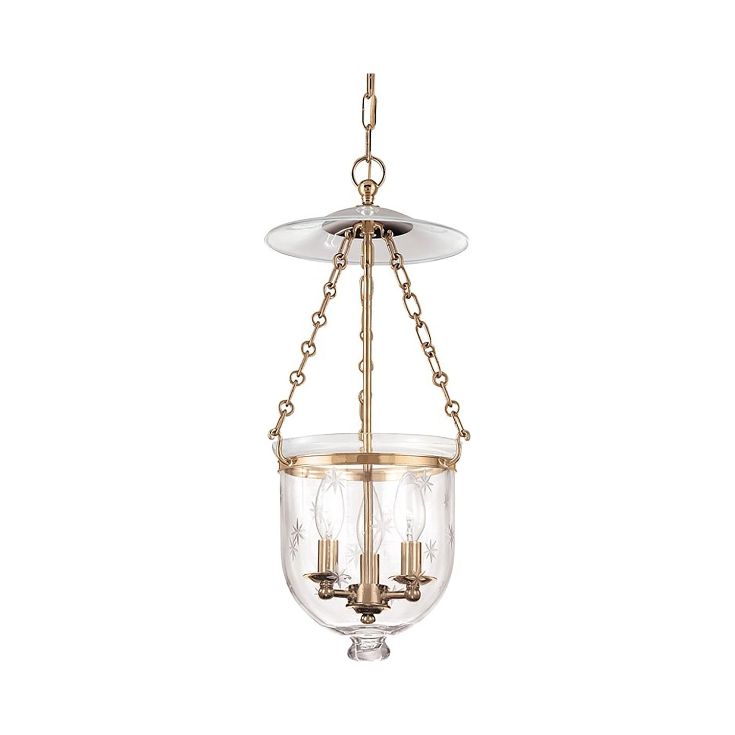 Hampton Pendant Light in Small/Aged Brass/Snowflakes.