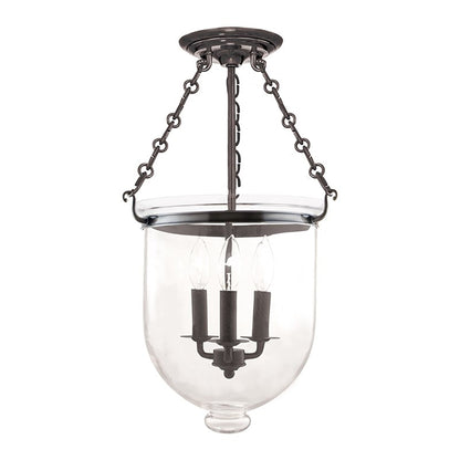 Hampton Semi Flush Mount Ceiling Light in Large/Historic Nickel/Clear.