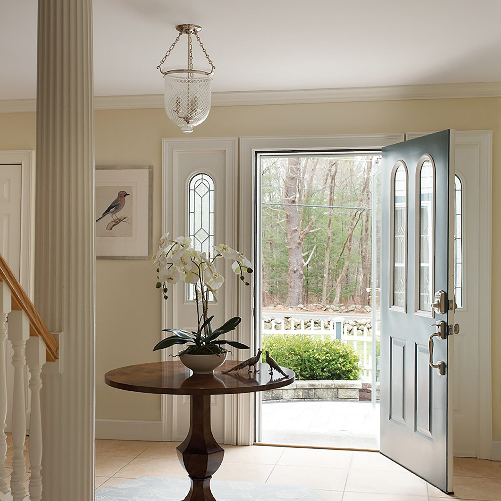 Hampton Semi Flush Mount Ceiling Light in living room.