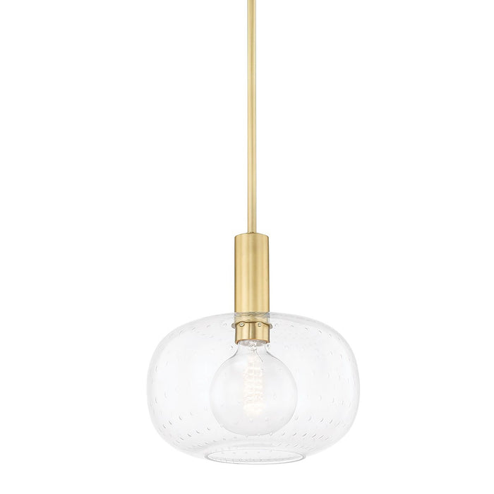 Harlow Pendant Light in Clear and Brass.