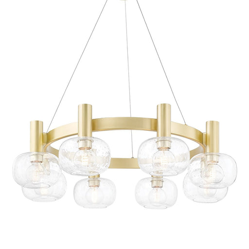 Harlow Round Chandelier in Clear and Brass.
