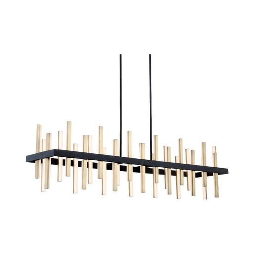 Harmonix Rectangular LED Pendant Light in Black and Brass.