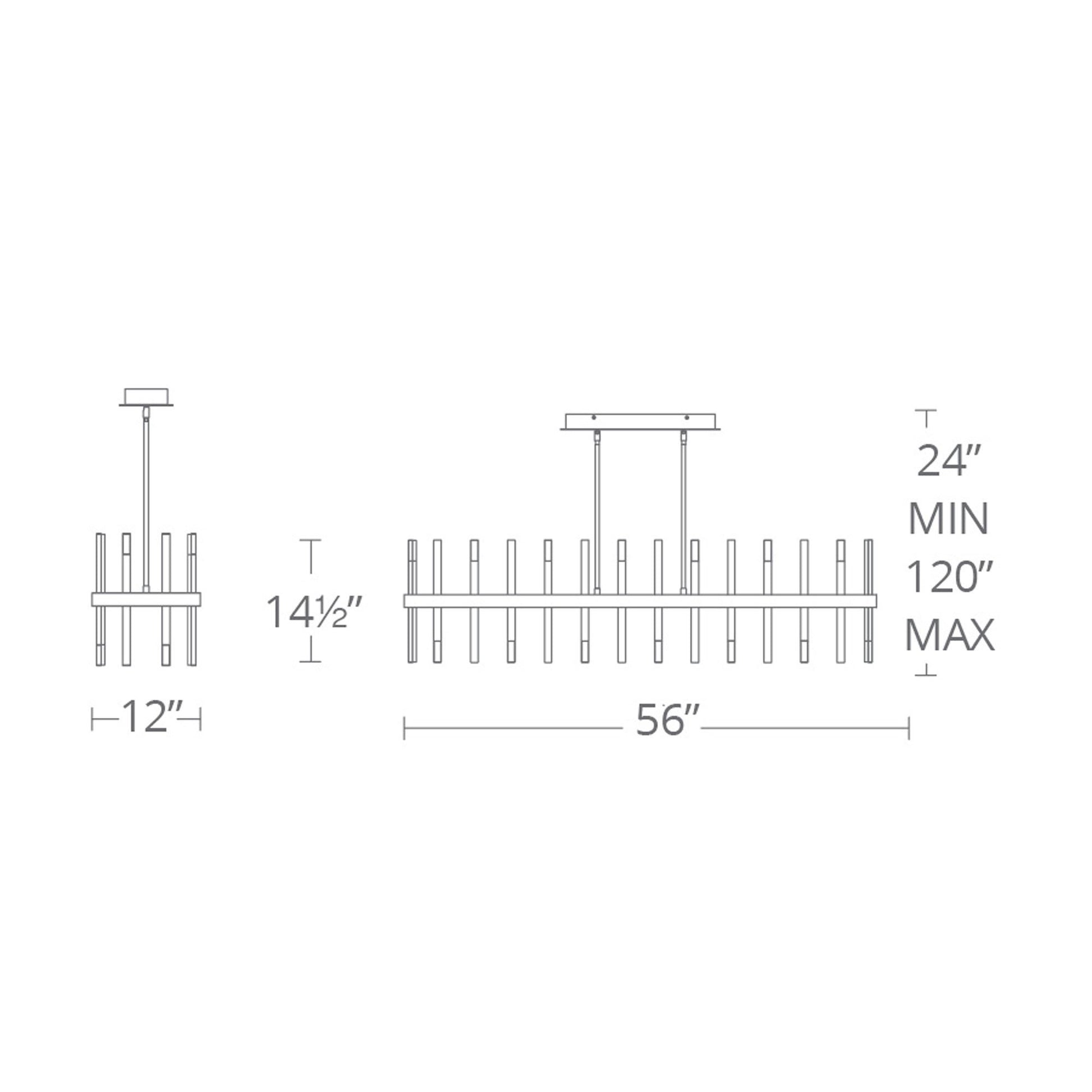 Harmonix Rectangular LED Pendant Light - line drawing.