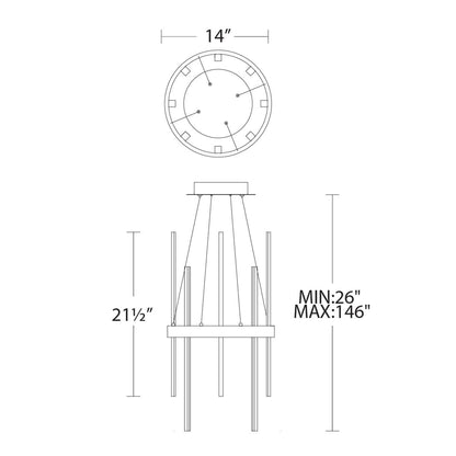 Harmonix Round LED Pendant Light - line drawing.