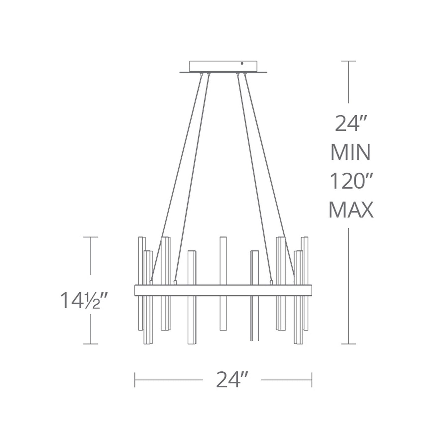 Harmonix Round LED Pendant Light - line drawing.