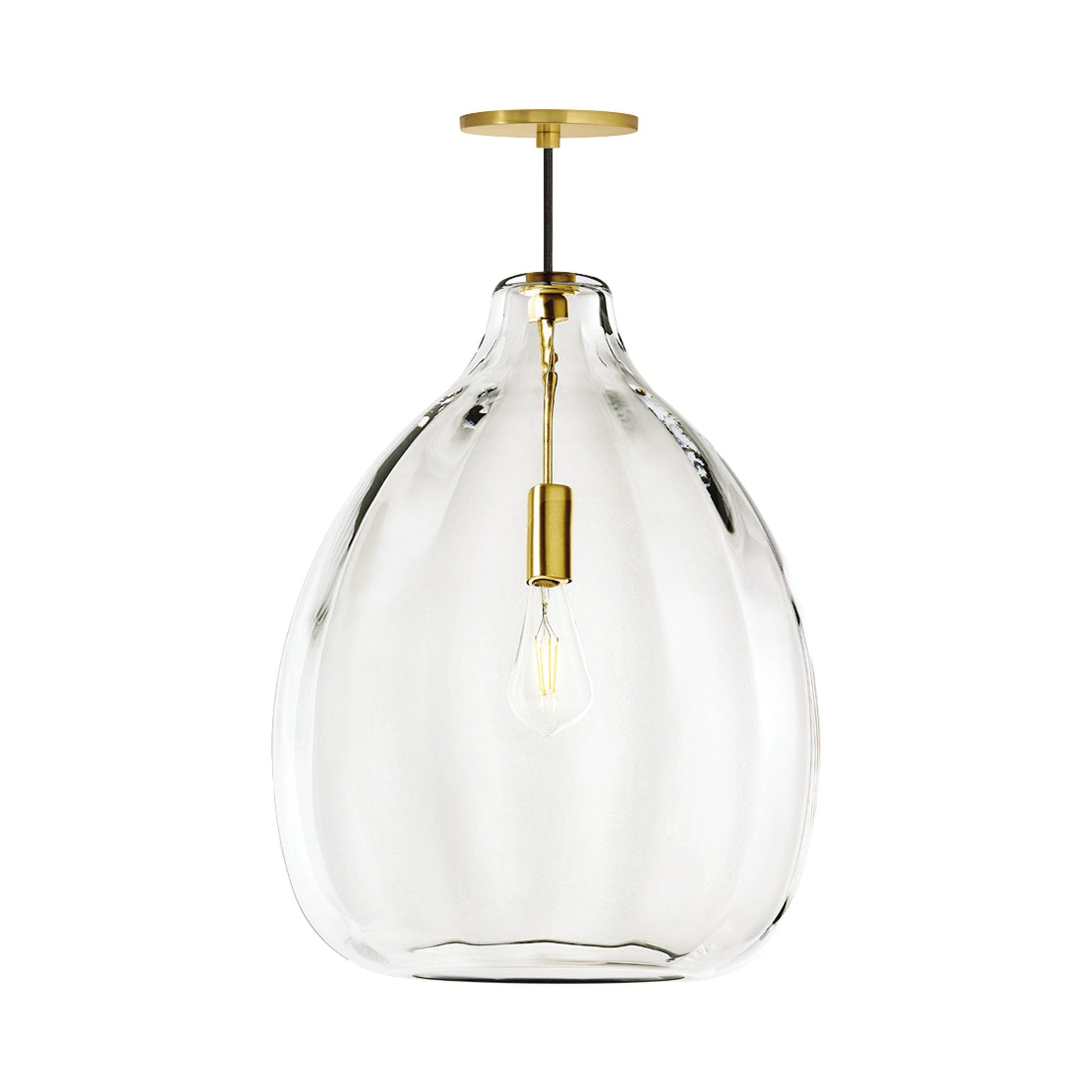 Harper Pendant Light in Clear/Natural Brass.