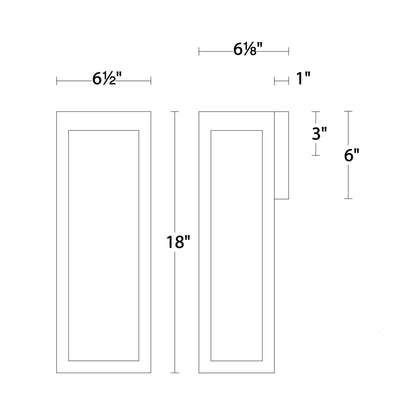 Hawthorne Outdoor LED Wall Light - line drawing.