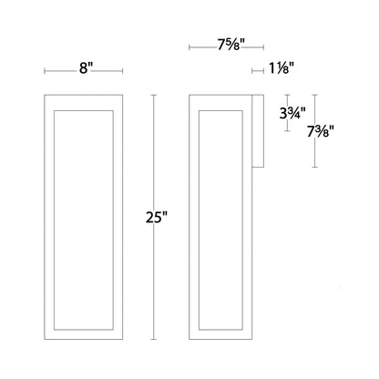 Hawthorne Outdoor LED Wall Light - line drawing.