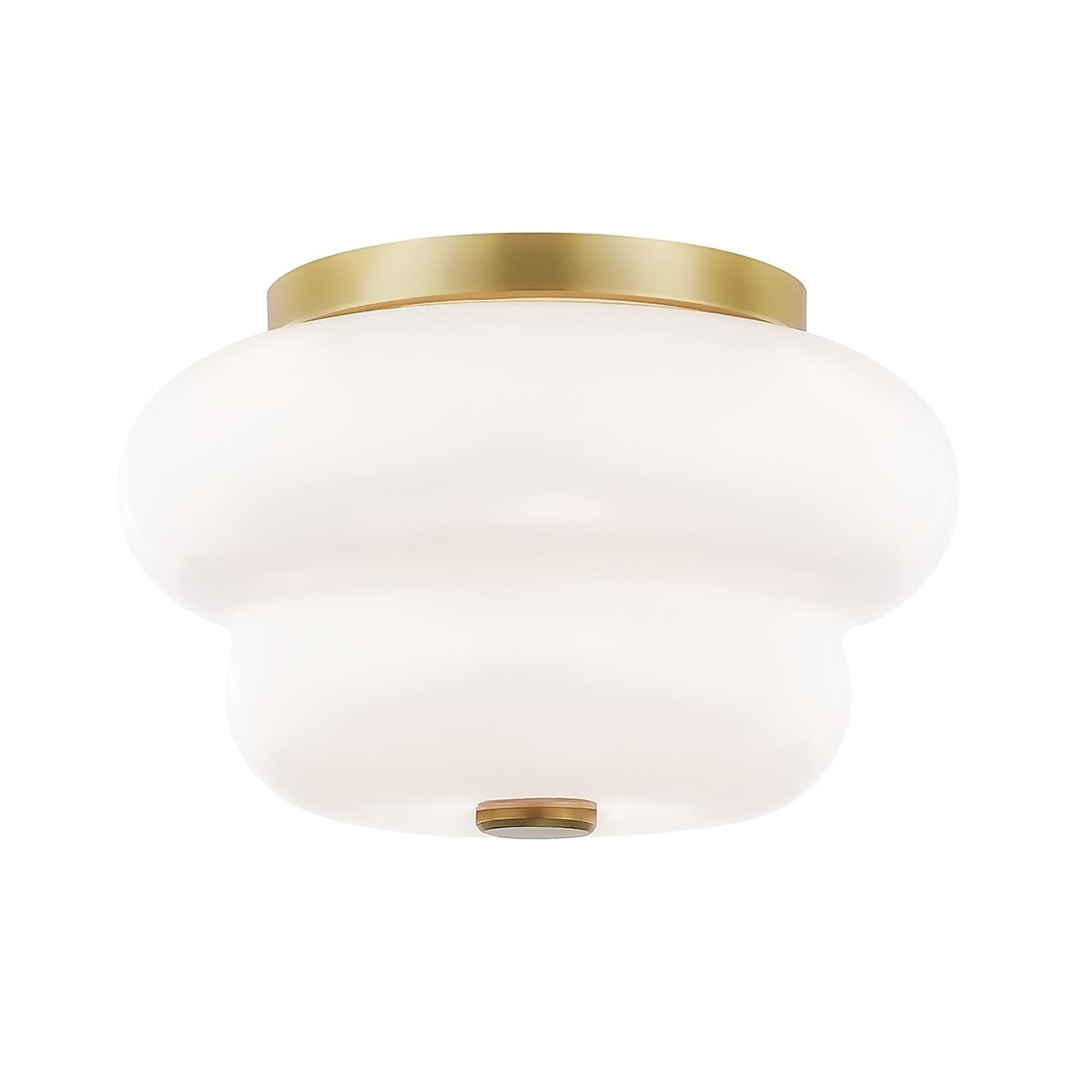 Hazel Flush Mount Ceiling Light in White and Brass.