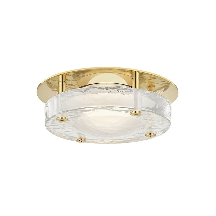 Heath LED Flush Mount Ceiling Light in Aged Brass.