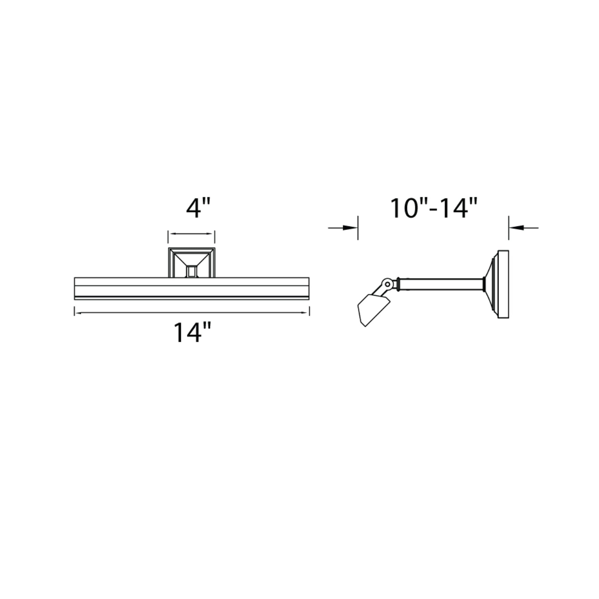 Hemmingway LED Picture Light - line drawing.