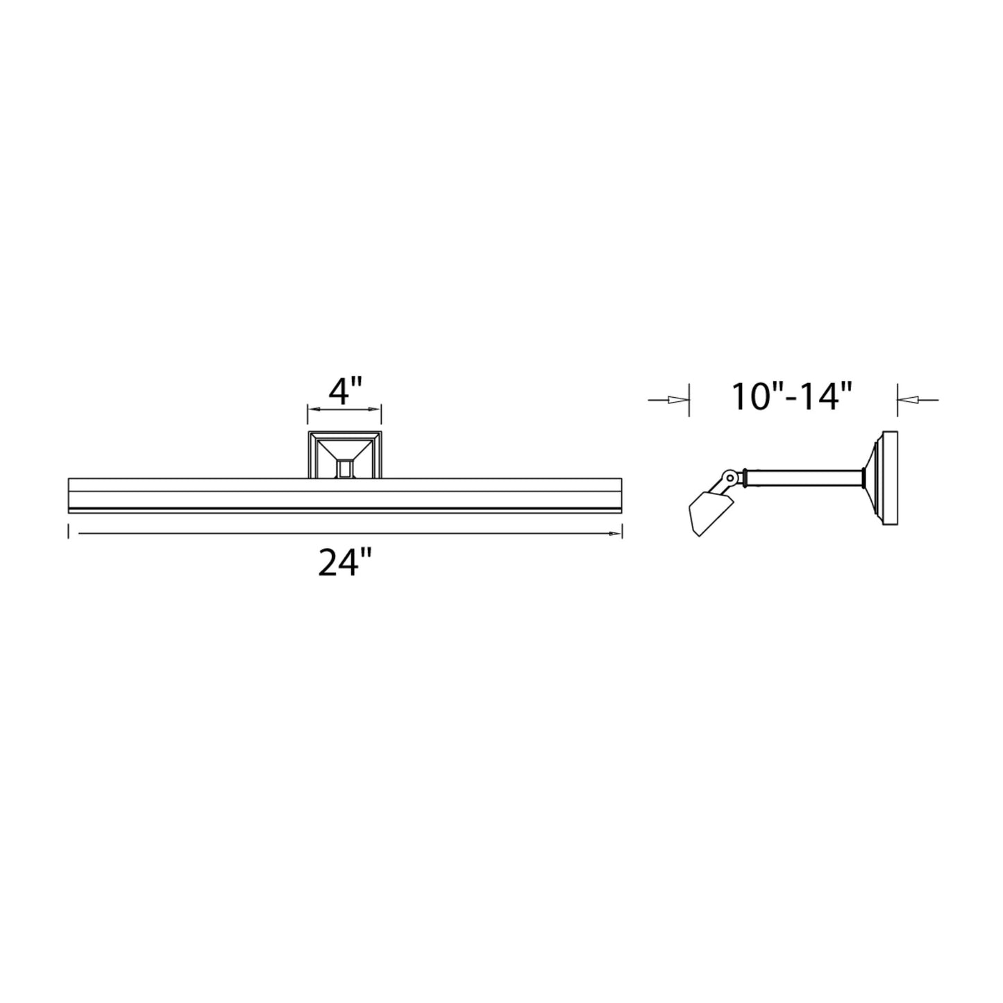 Hemmingway LED Picture Light - line drawing.