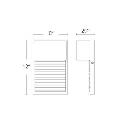 Hiline Outdoor LED Wall Light - line drawing.