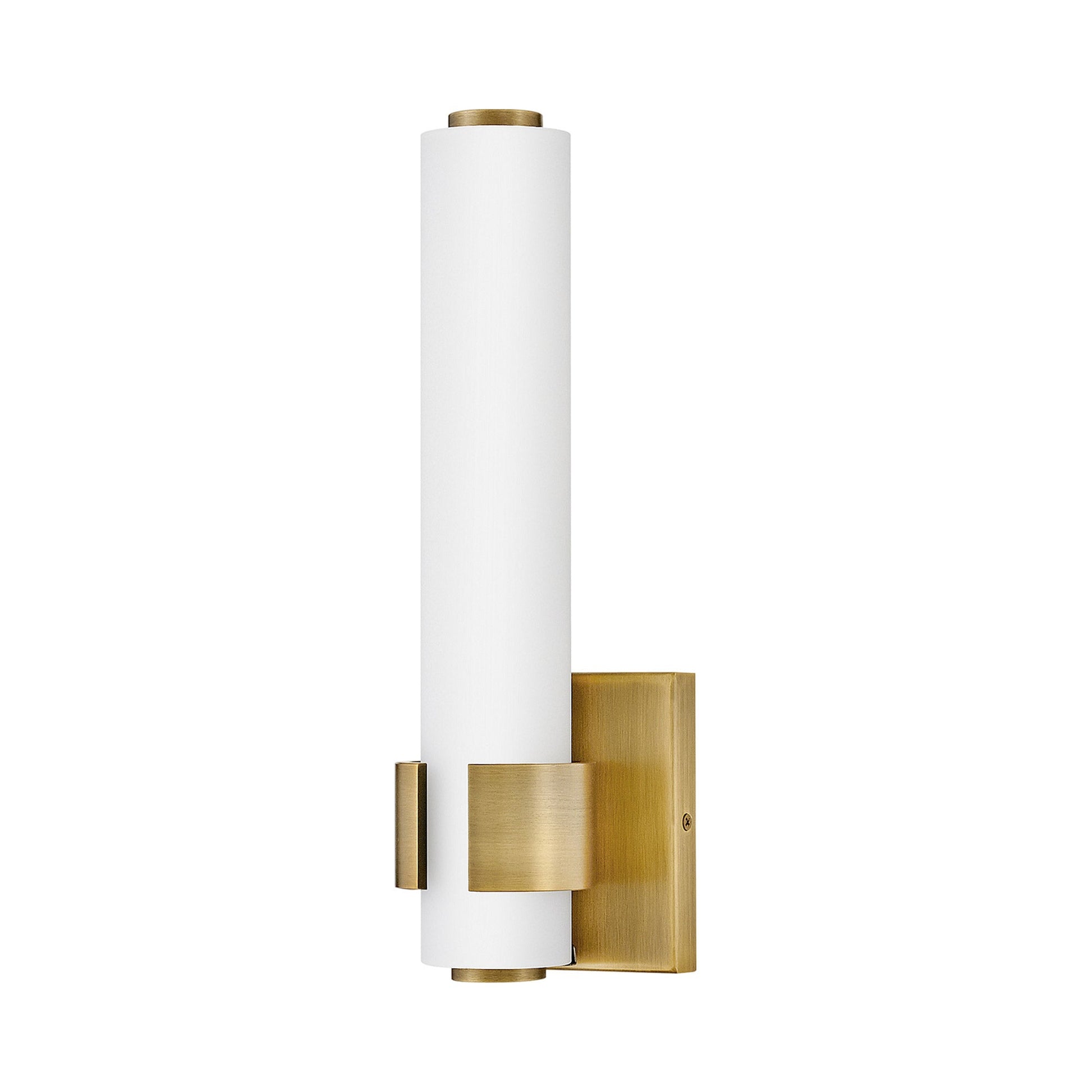 Aiden LED Bath Wall Light in Lacquered Brass.