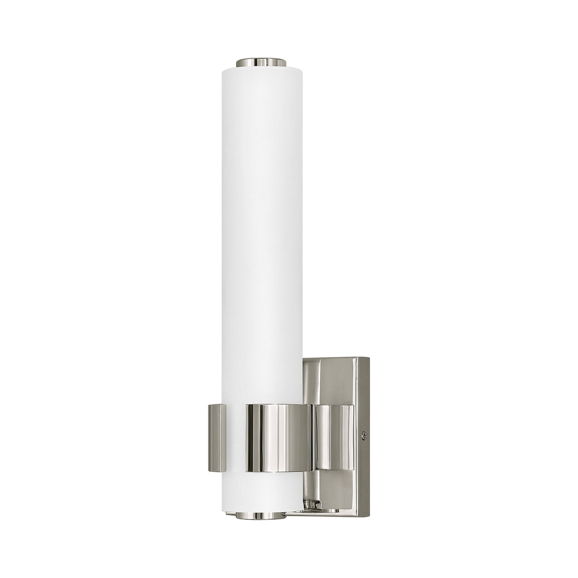 Aiden LED Bath Wall Light in Polished Nickel.