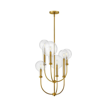 Alchemy Multi Tier Chandelier in Lacquered Brass.