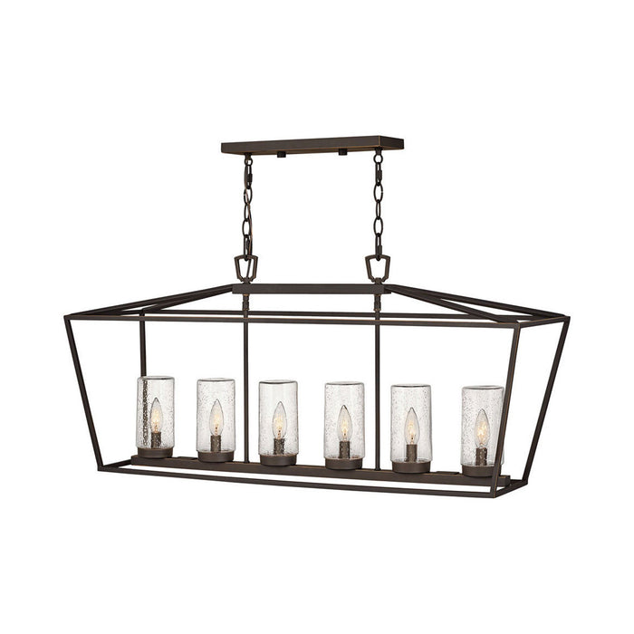 Alford Outdoor Linear Pendant Light in Oil Rubbed Bronze.
