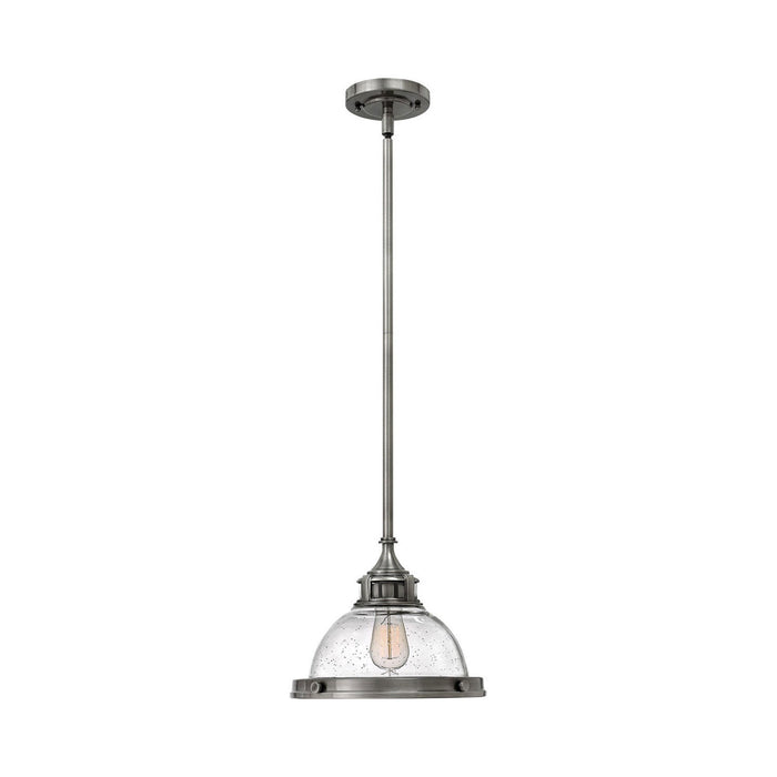 Amelia Mini Pendant Light in Small/Polished Antique Nickel with Clear Seedy glass.