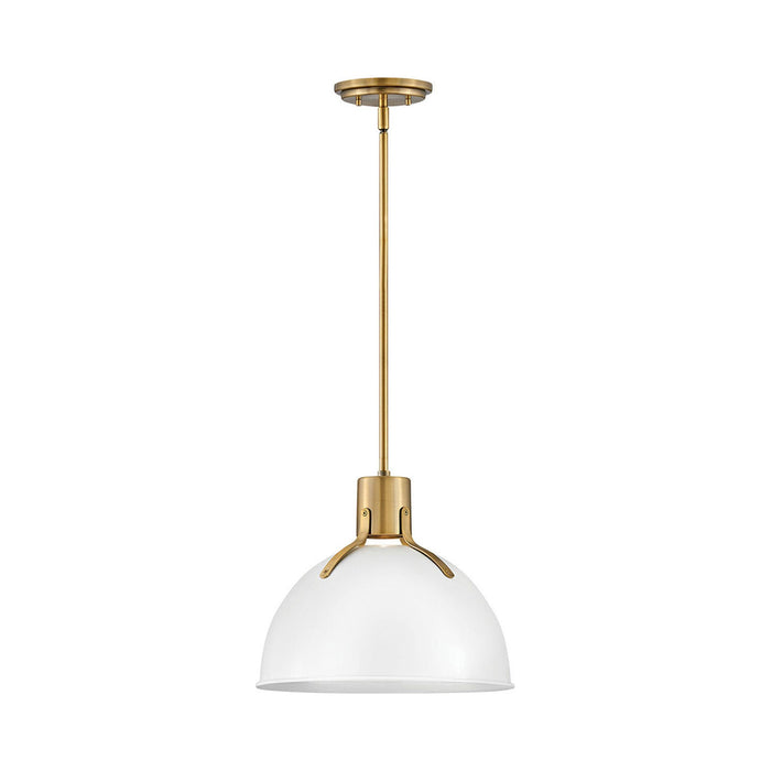 Argo LED Pendant Light in Lacquered Brass/Polished White (Small).