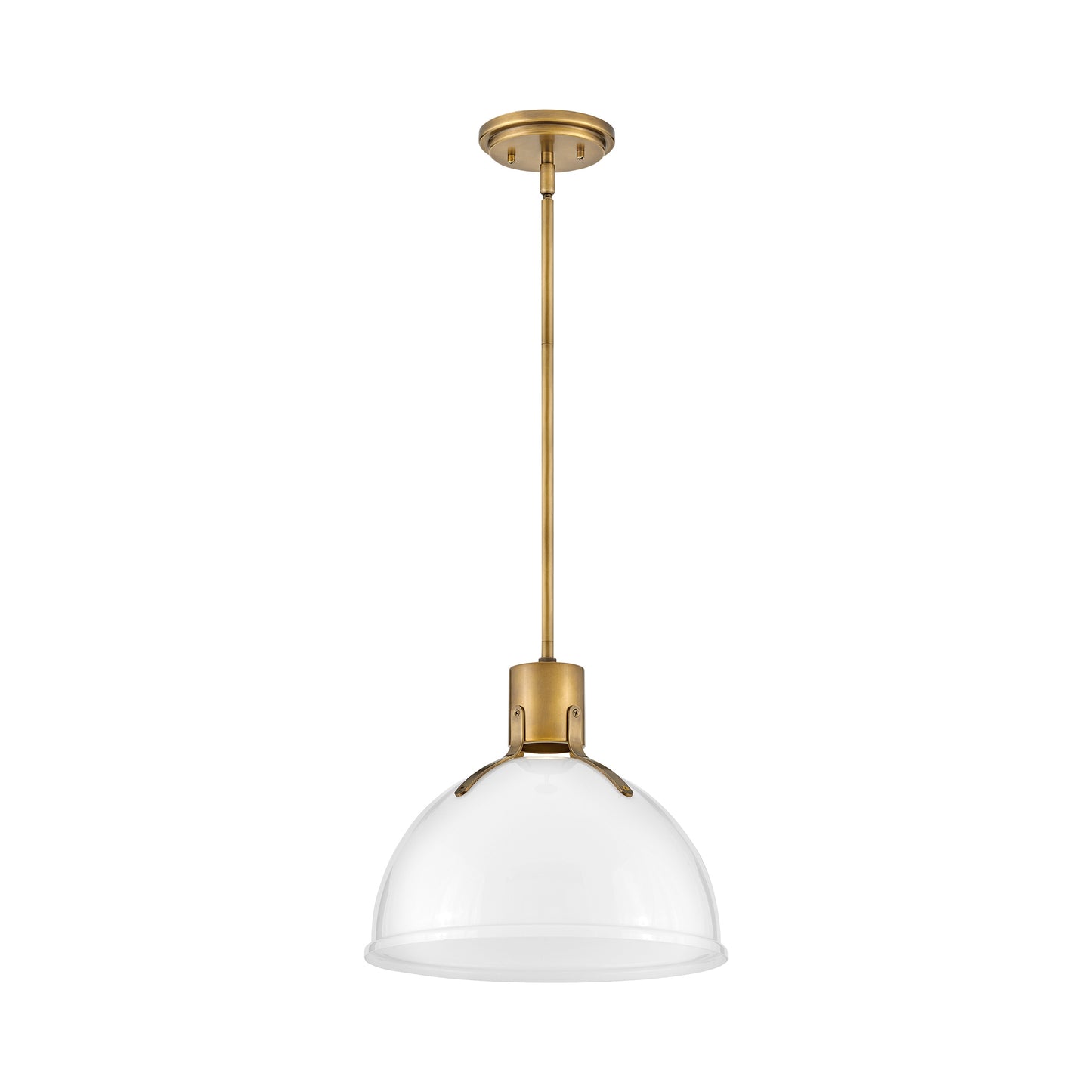 Argo LED Pendant Light in Heritage Brass/Cased Opal Glass (Small).