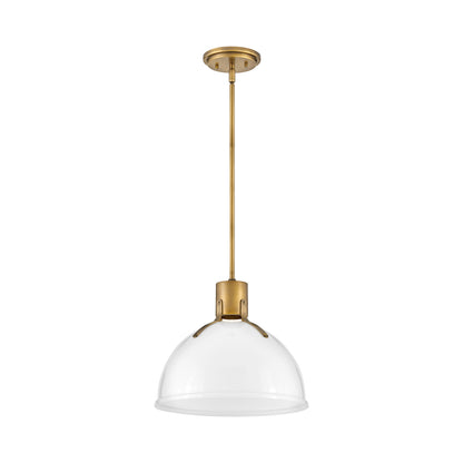 Argo LED Pendant Light in Heritage Brass/Cased Opal Glass (Small).