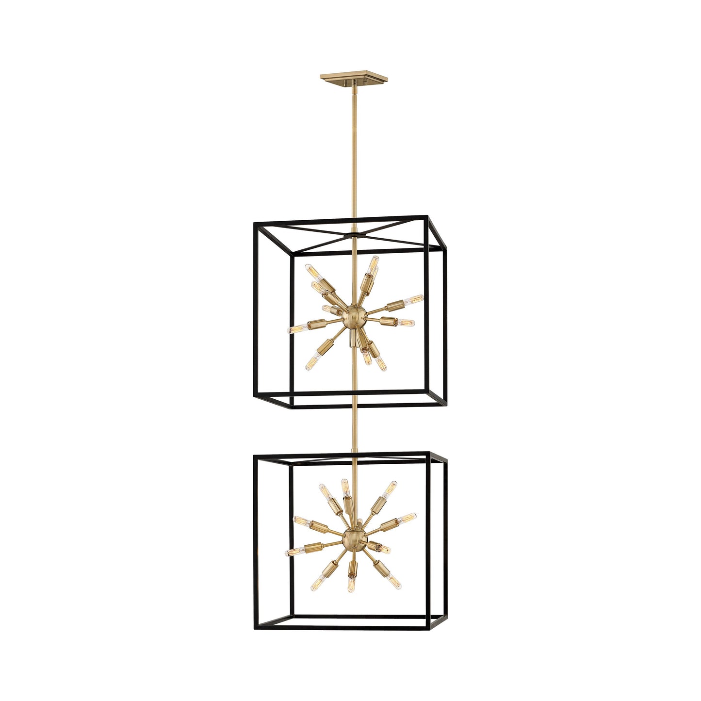 Aros Tiered Pendant Light in Black/Warm Brass (2-Tier).