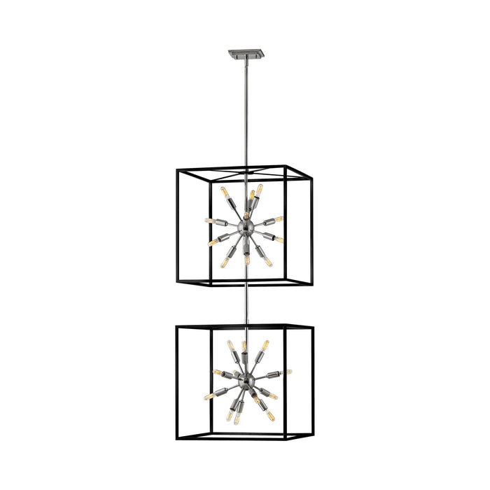 Aros Tiered Pendant Light in Black/Polished Nickel (2-Tier).