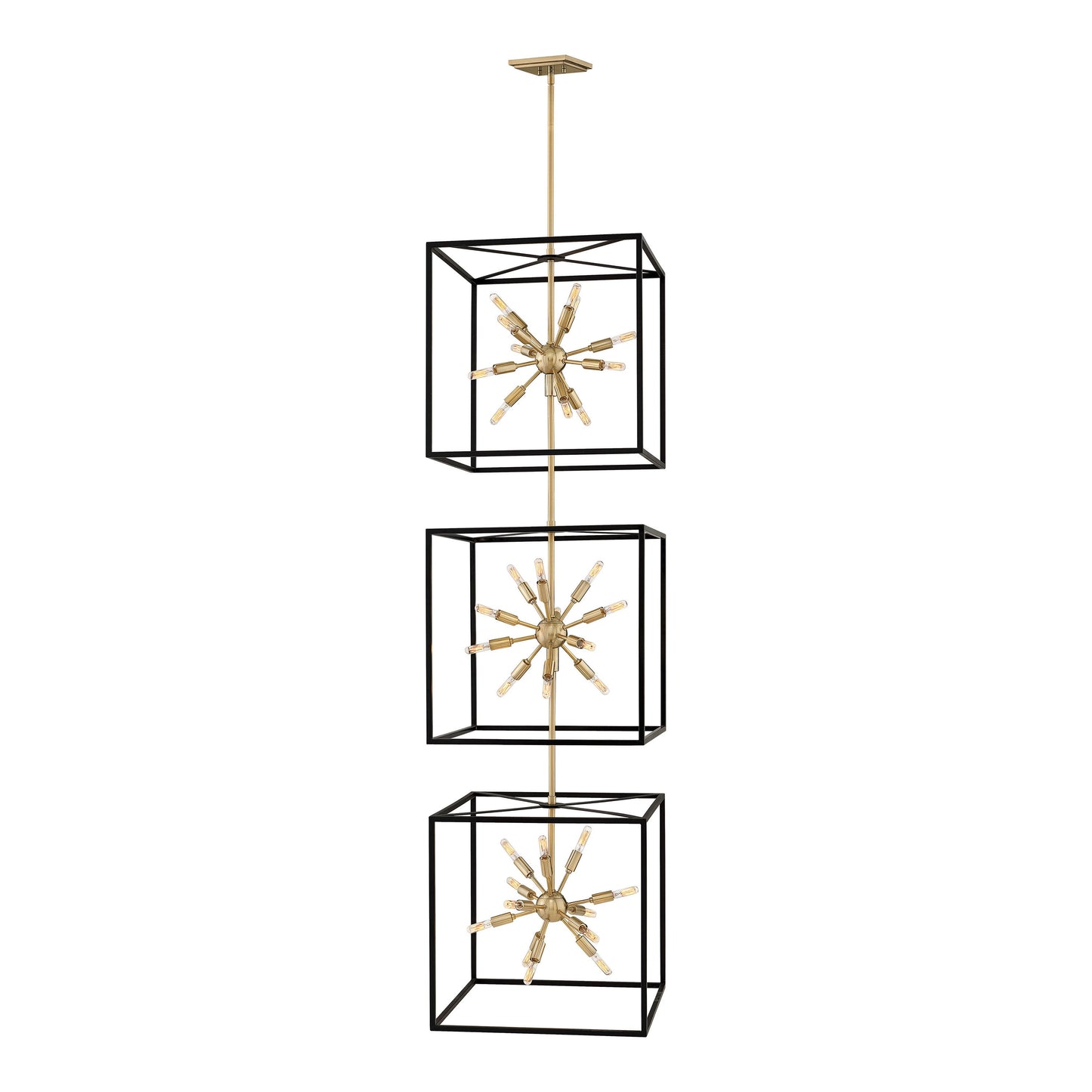 Aros Tiered Pendant Light in Black/Warm Brass (3-Tier).