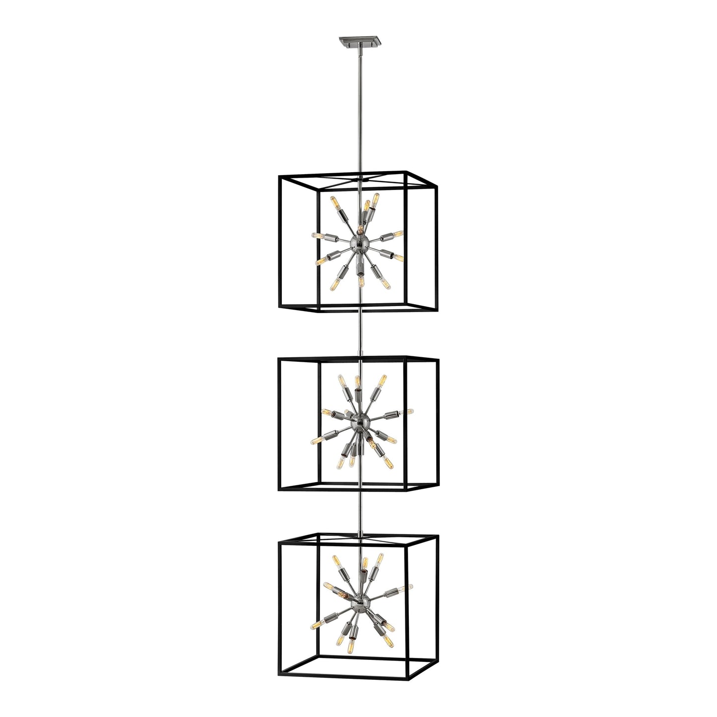 Aros Tiered Pendant Light in Black/Polished Nickel (3-Tier).