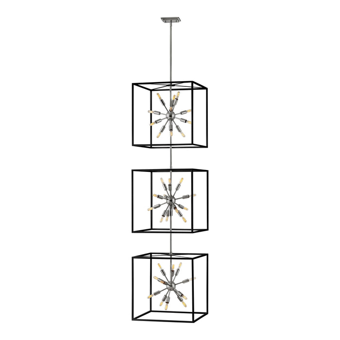 Aros Tiered Pendant Light in Black/Polished Nickel (3-Tier).