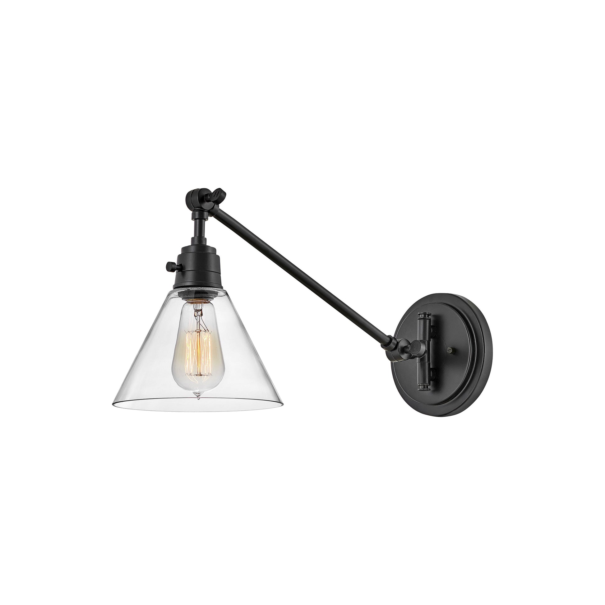 Arti Wall Light in Black/Clear Glass (10.25-Inch).