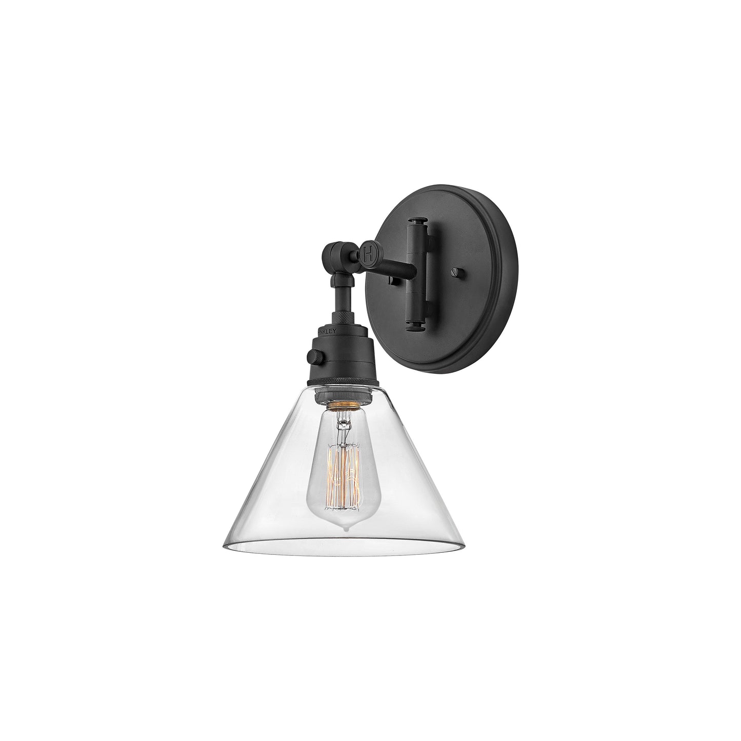 Arti Wall Light in Black/Clear Glass (12.25-Inch).