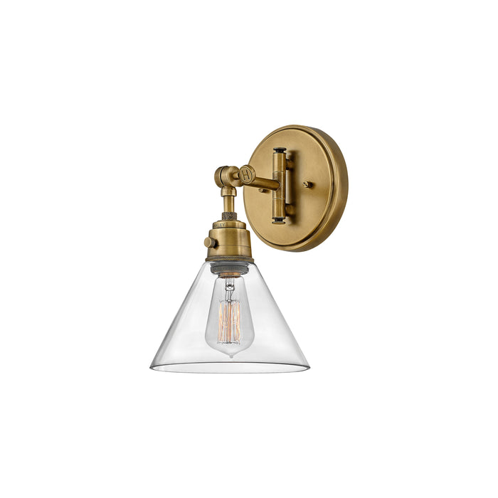 Arti Wall Light in Heritage Brass/Clear Glass (12.25-Inch).