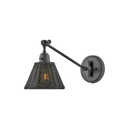 Arti Wall Light in Black/Natural Rattan (10.25-Inch).