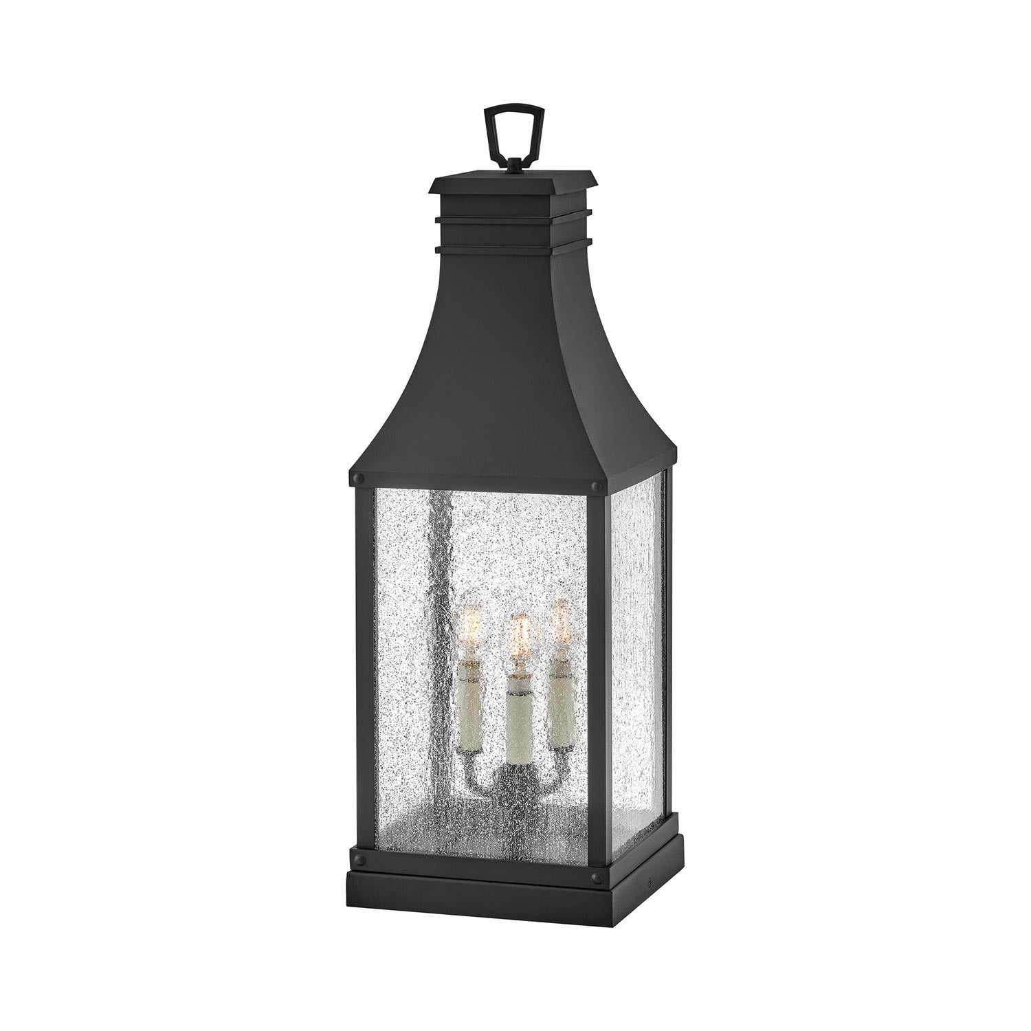 Beacon Hill Outdoor Pier Mount Lantern in Museum Black.