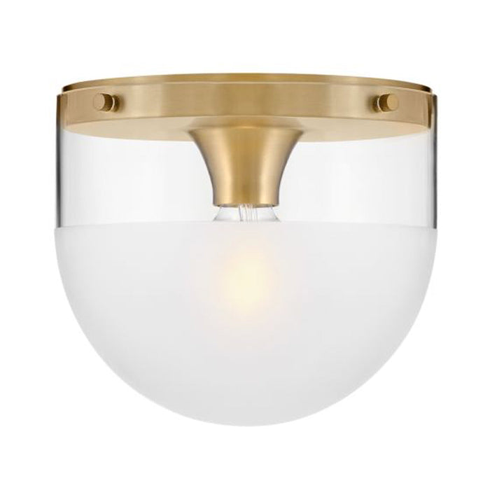 Beck Flush Mount Ceiling Light in Lacquered Brass.