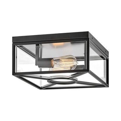 Brixton Outdoor Flush Mount Ceiling Light in Black.