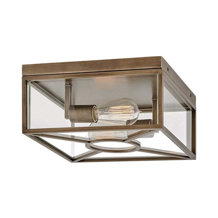 Brixton Outdoor Flush Mount Ceiling Light in Burished Bronze.