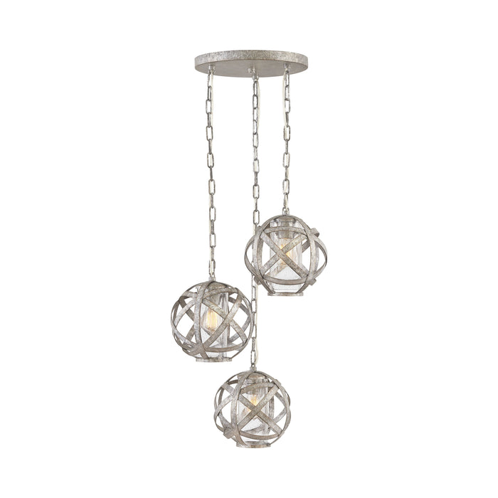 Carson Outdoor Pendant Light in Small/Weathered Zinc (3-Light).