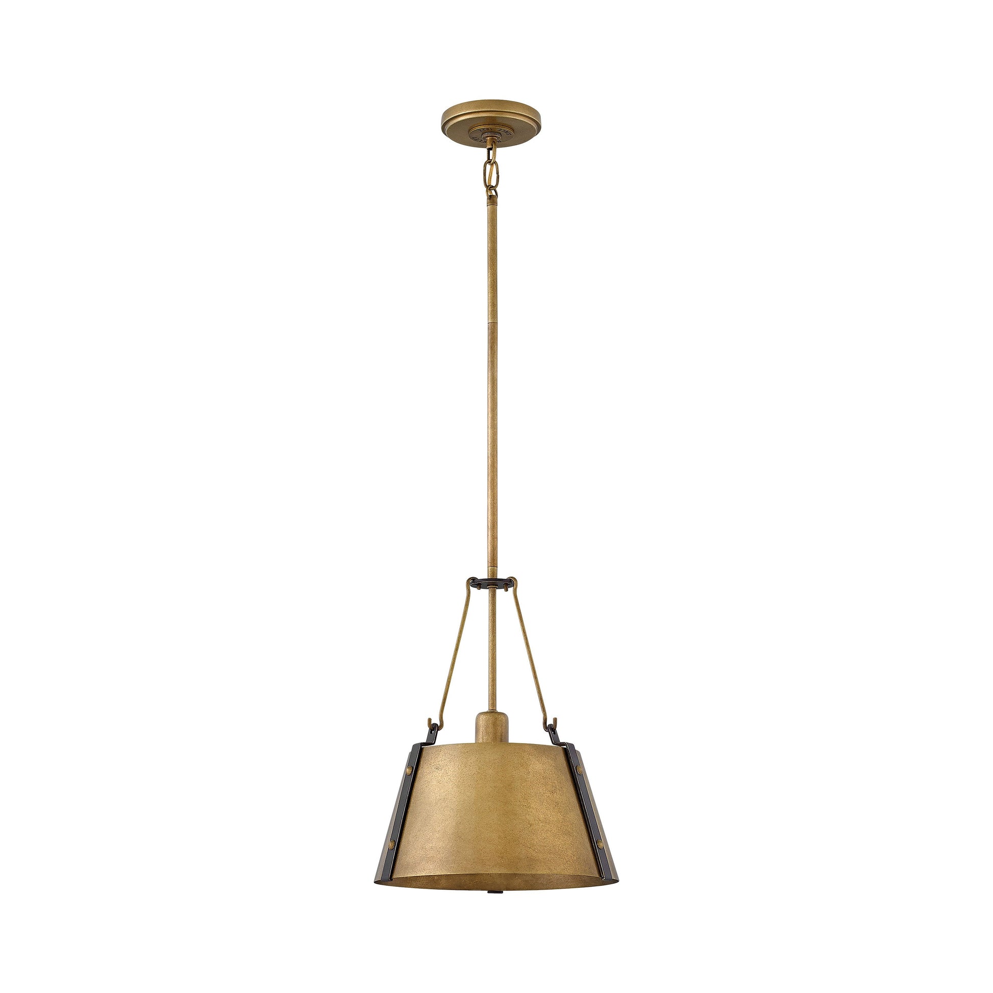 Cartwright Drum Pendant Light in Small/Rustic Brass.