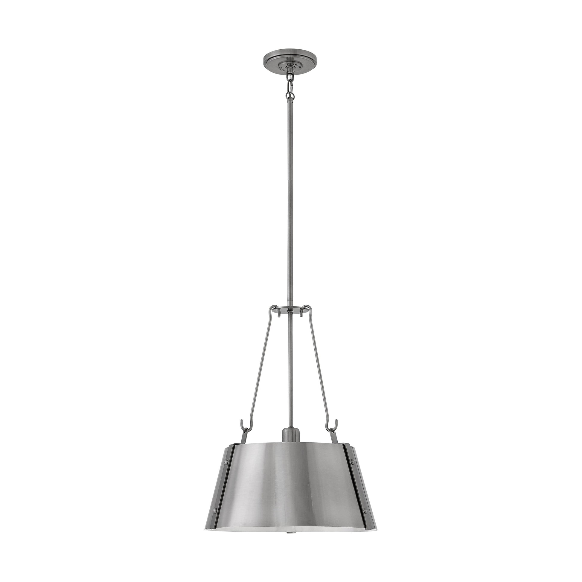Cartwright Drum Pendant Light in Medium/Polished Antique Nickel.
