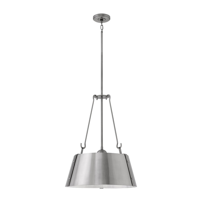 Cartwright Drum Pendant Light in Large/Polished Antique Nickel.