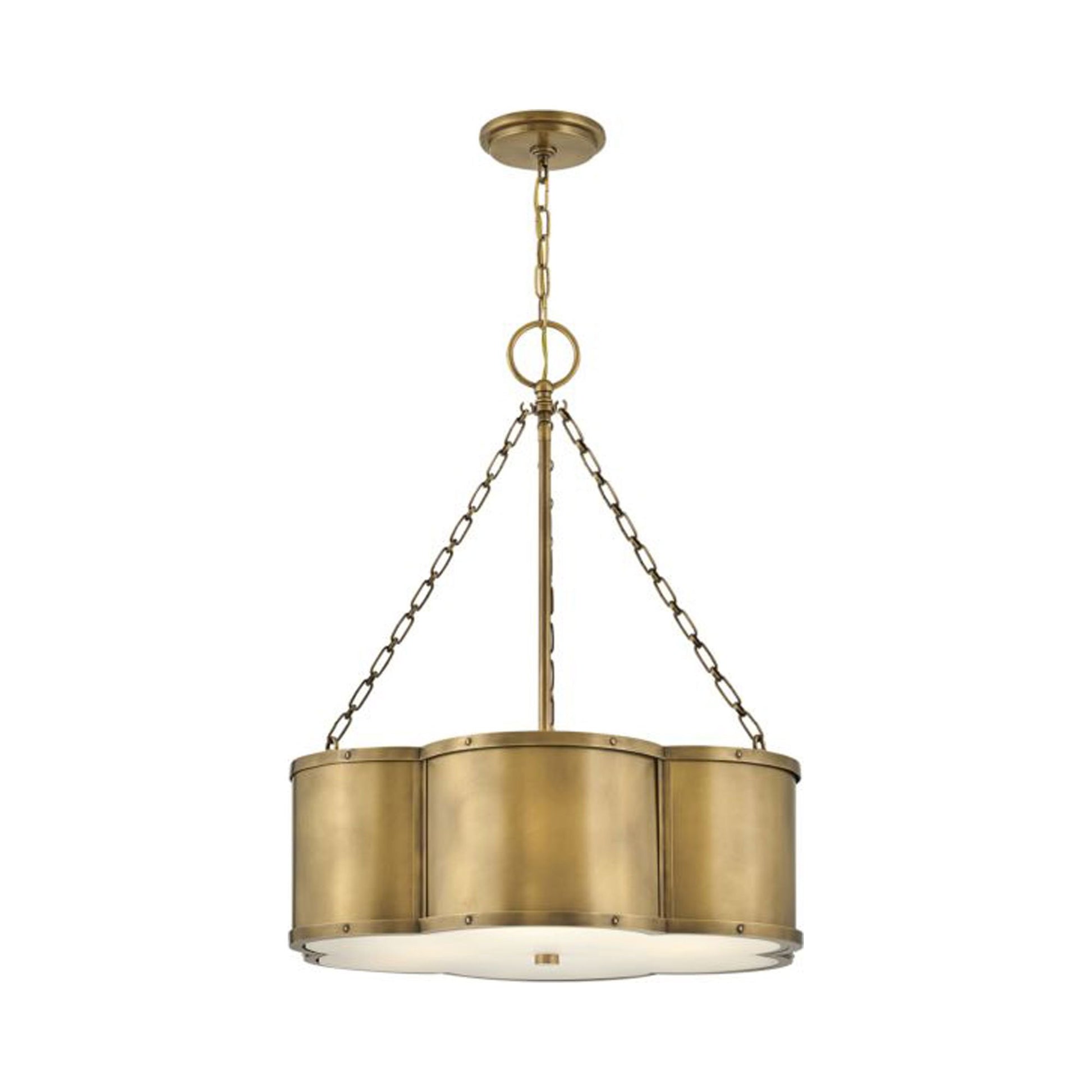 Chance Drum Pendant Light in Heritage Brass.