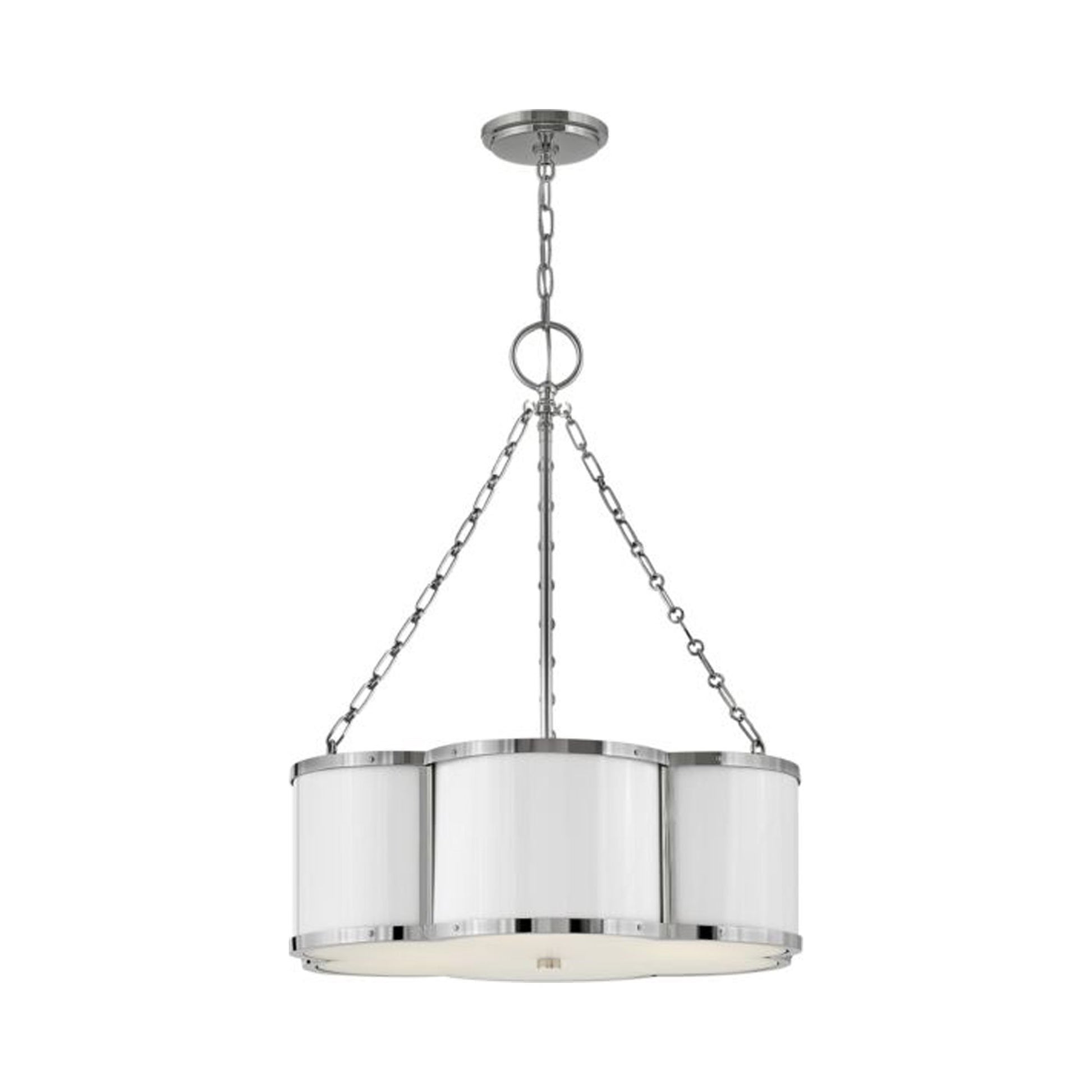 Chance Drum Pendant Light in Polished Nickel.