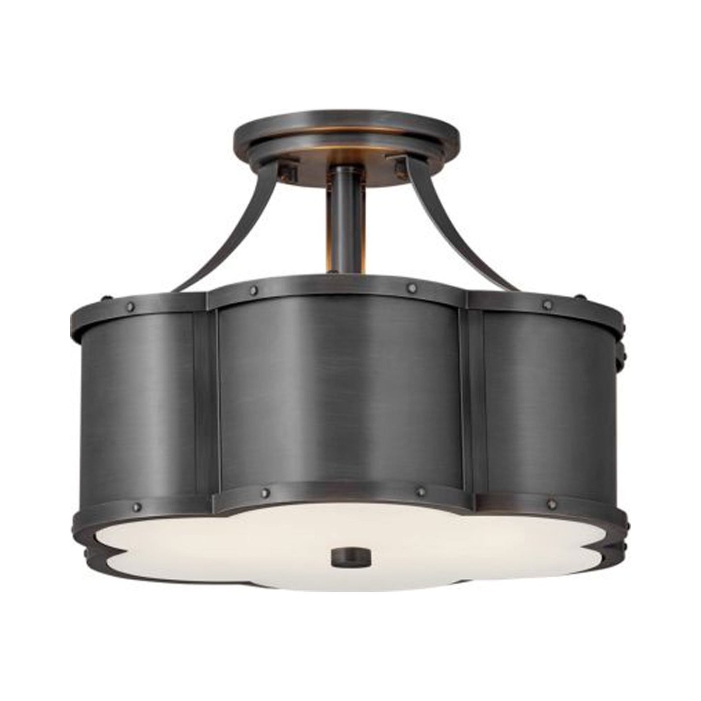 Chance Semi Flush Ceiling Light in Small/Blackened Brass.